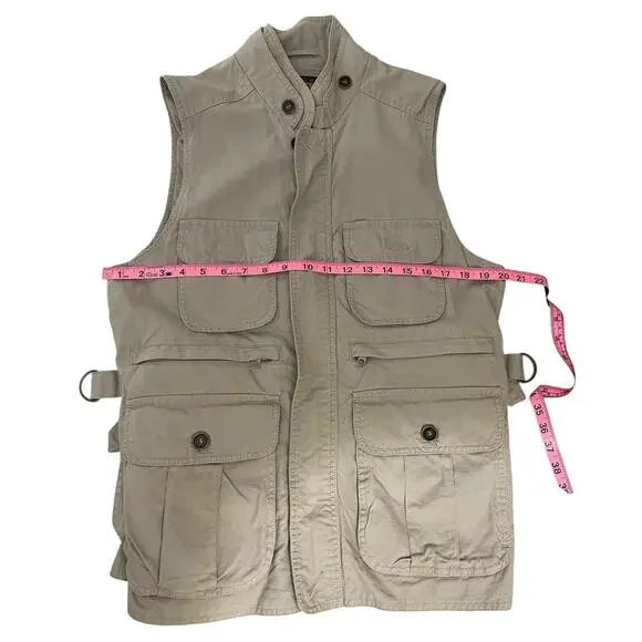 Woolrich Cotton Fishing Vest Pockets Utility Cargo Khaki Men's Size XS Outdoors - Picture 11 of 15